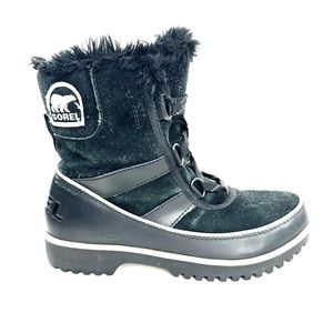 Sorel Tivoli II Women Size 6 Black Suede Winter Snow Boot Ankle Lace NL2089010